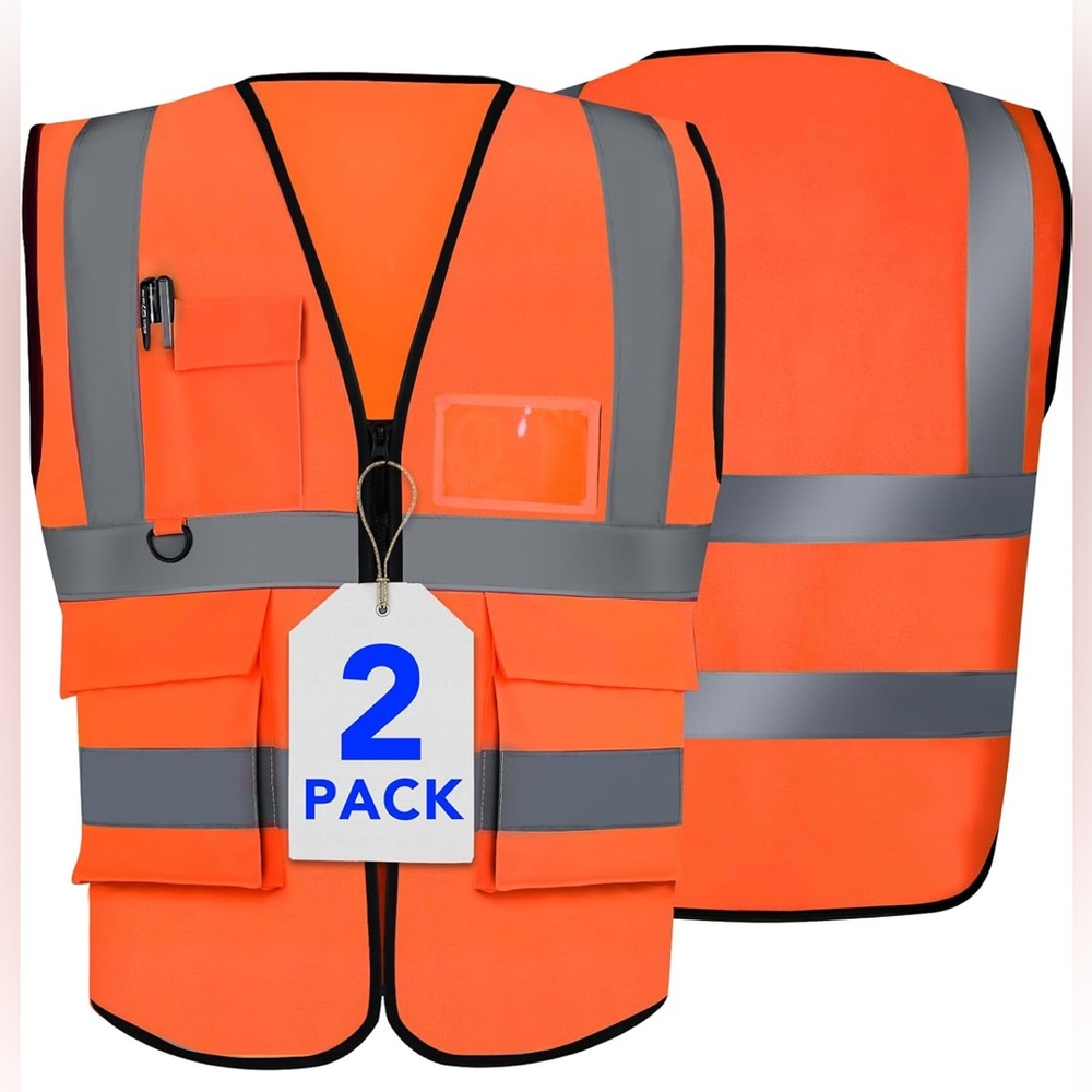 XPCARE 2-Pack Hi Vis Reflective Safety Vest with Pockets Size 2XL